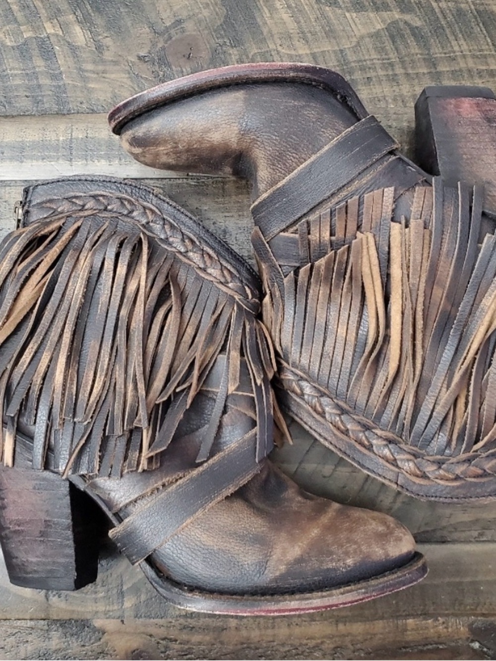 Freebird by Steven Brown Leather Fringe Western Booties Tonto 9